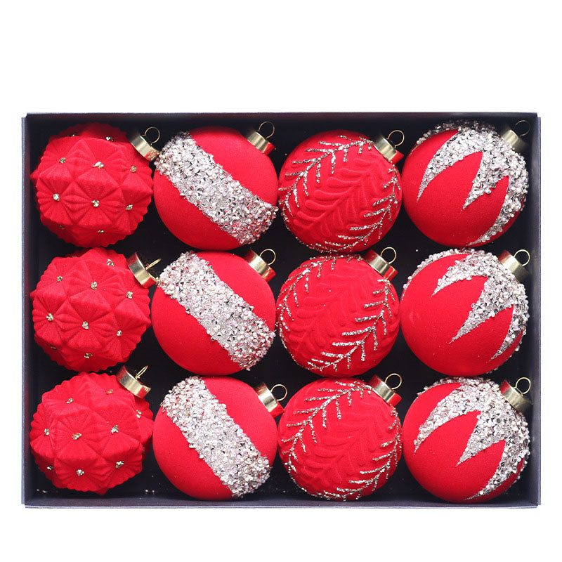 Christmas ball decoration 8cm/12 pieces colored brick plush