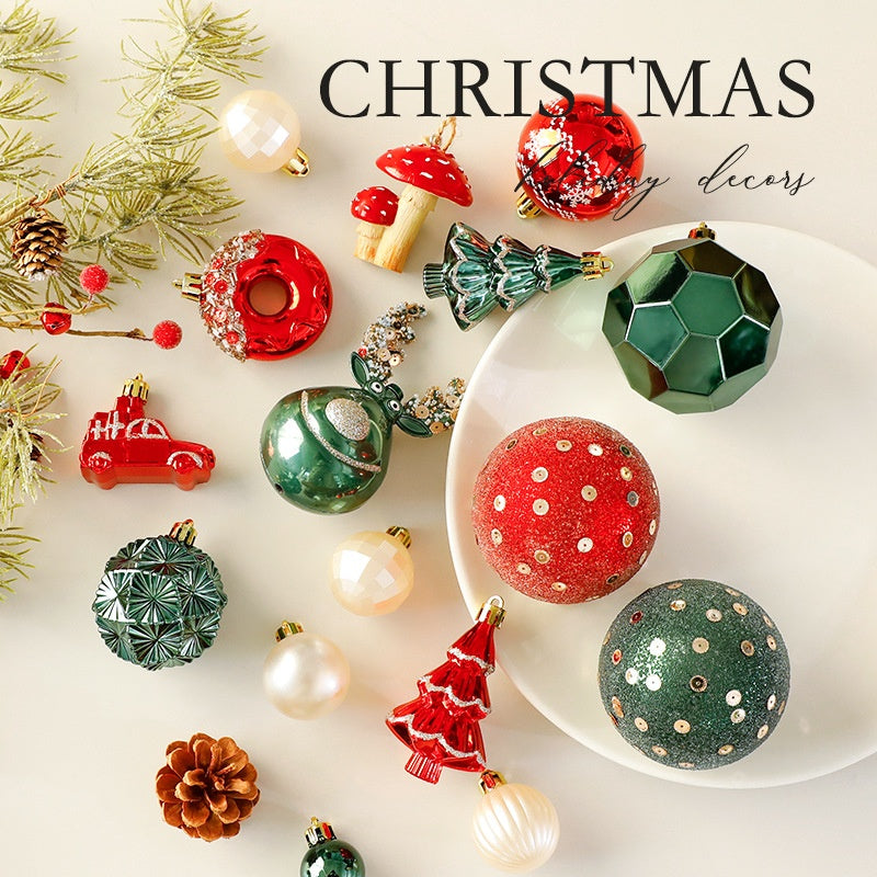 Christmas Decorations Red White Green Polka Dot Christmas Balls