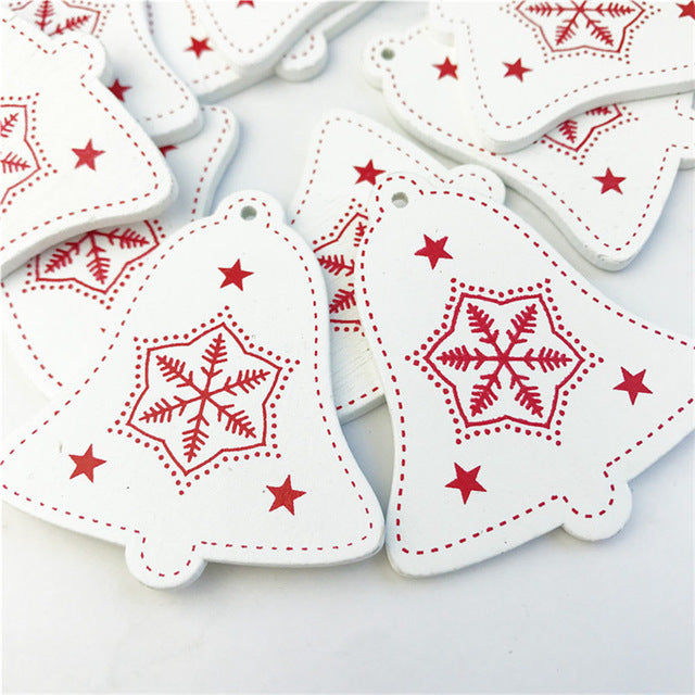 10pcs New Year Natural Wood Christmas Tree Ornament
