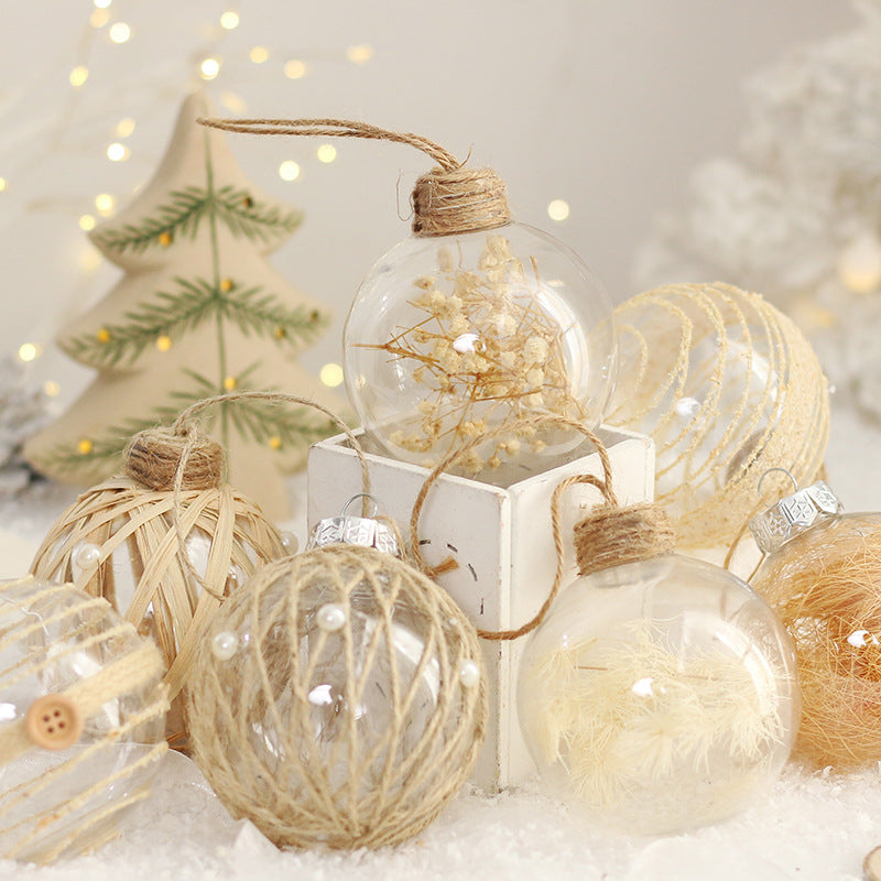 Christmas ornaments 8 CM transparent plant \ Christmas ball set