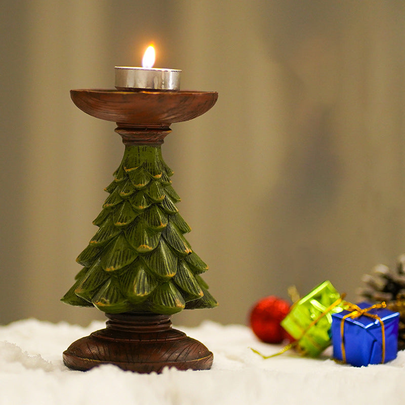 Decorations Christmas Tree Candle Stand Home Tabletop Room Decoration Resin Crafts