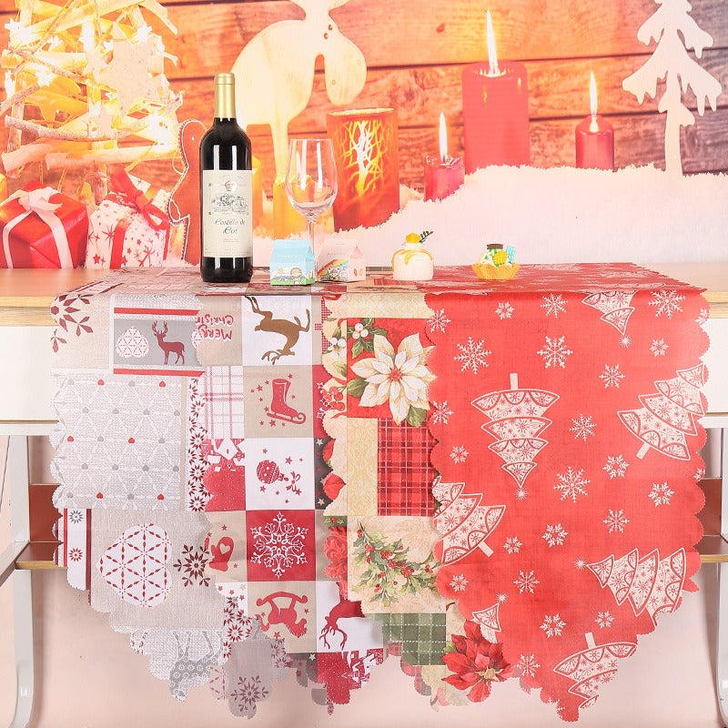Christmas decorations printed fabrics table flags , family parties