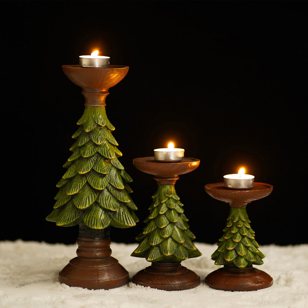 Decorations Christmas Tree Candle Stand Home Tabletop Room Decoration Resin Crafts