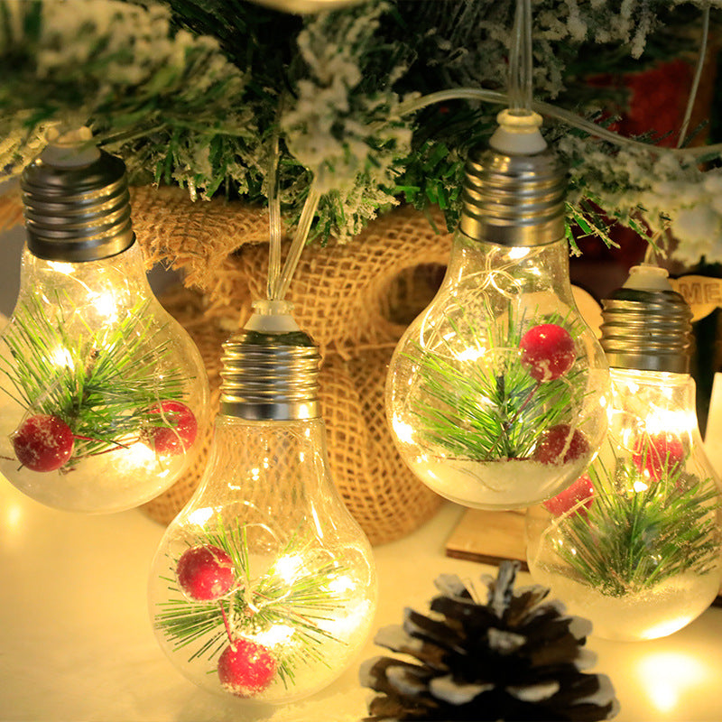 Christmas Ball Bubble Lamp Pine Needle Red Fruit Snowflake