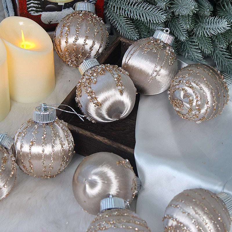 Christmas balls, silk balls, winding balls, painted balls, 8cm, 9pcs