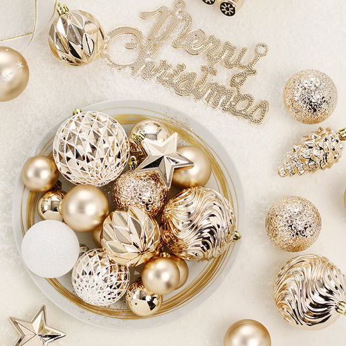 65pcs light champagne white painted Christmas ball