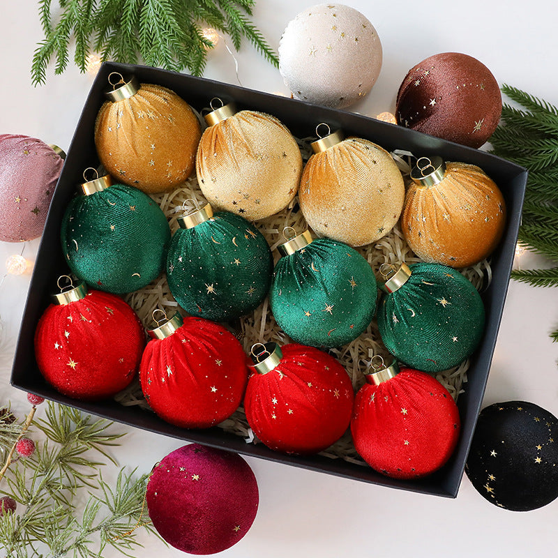 New Christmas Star-Embellished Velvet Christmas Ball \ Christmas Decoration Tree Ornament