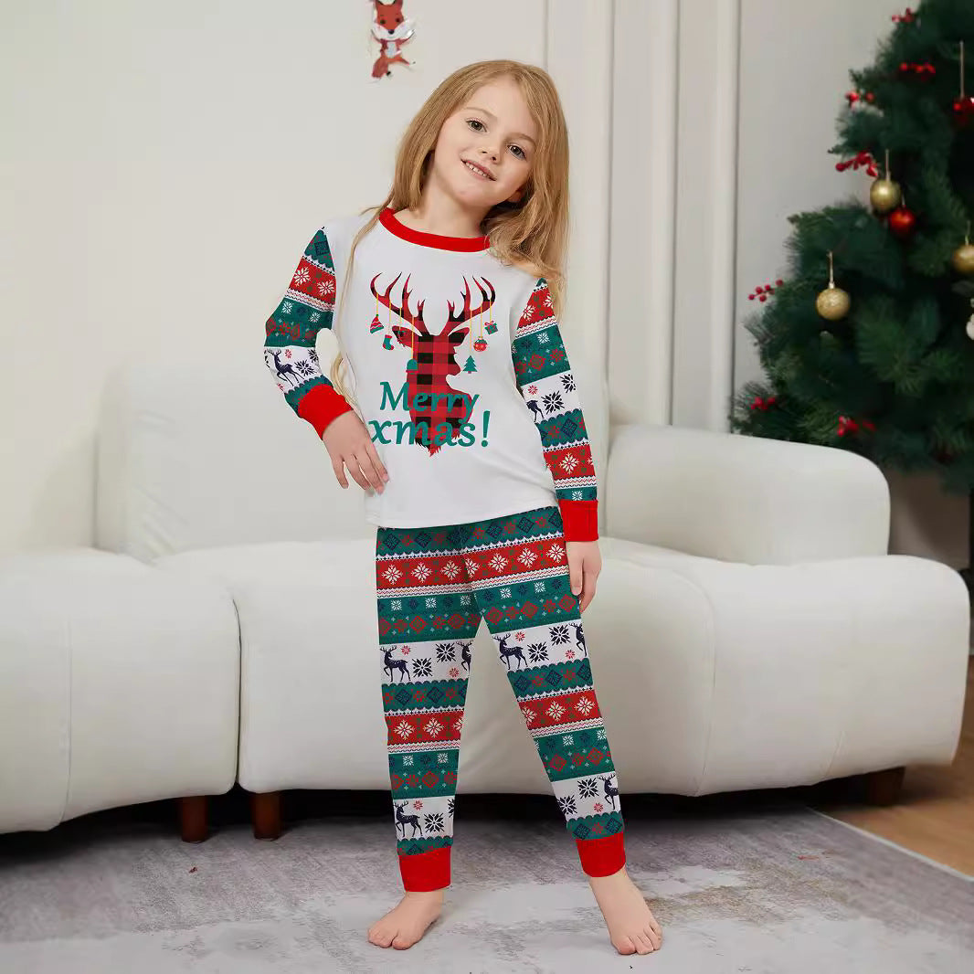 Christmas Deer Snowflake Letter Stripe holiday pajamas