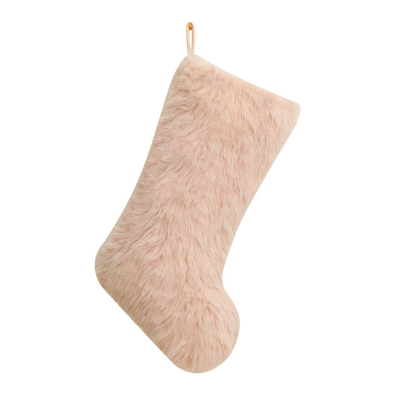 Christmas Solid Color Long Plush Christmas Decoration Sock Candy Bag