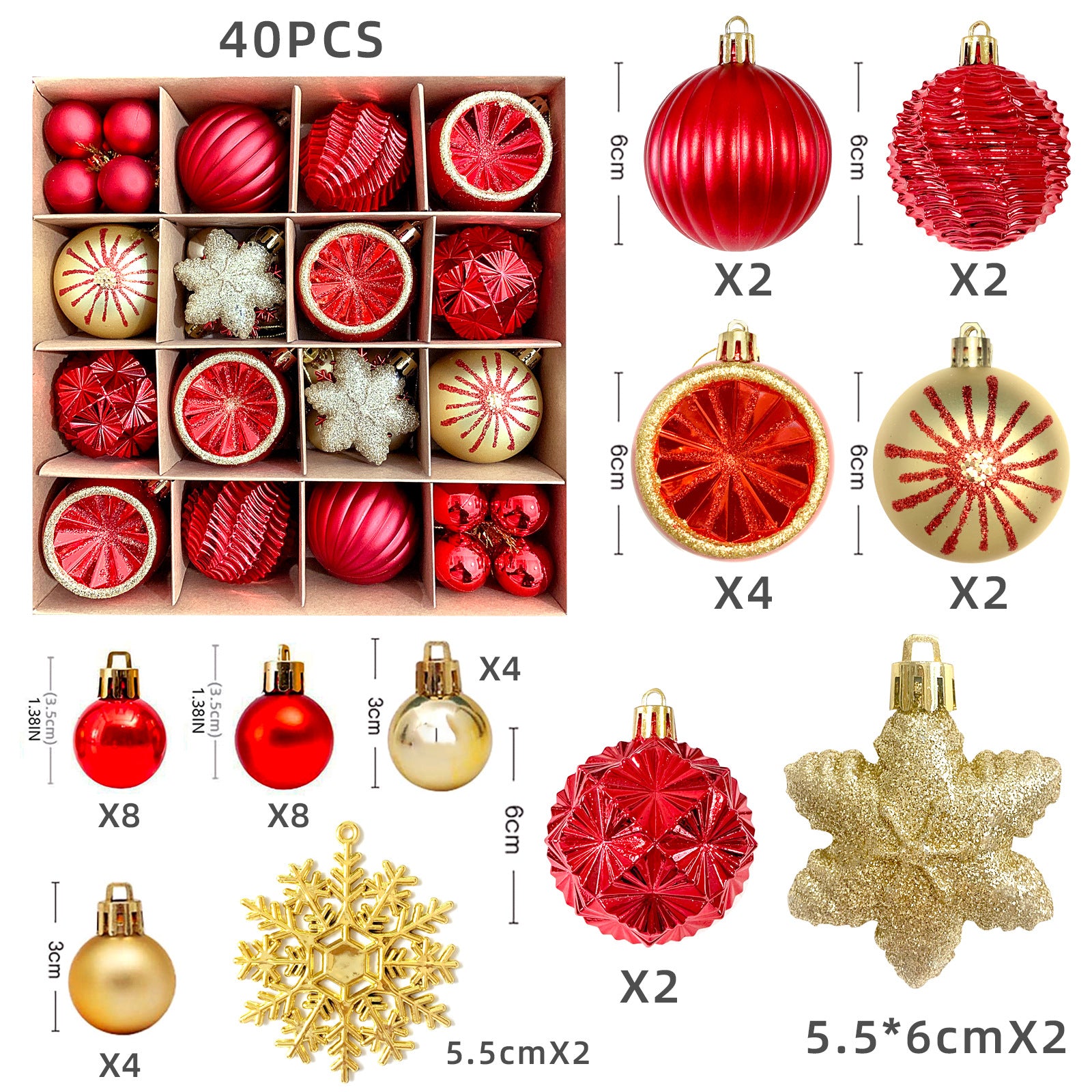 Christmas decoration 6cm  ball special-shaped painted