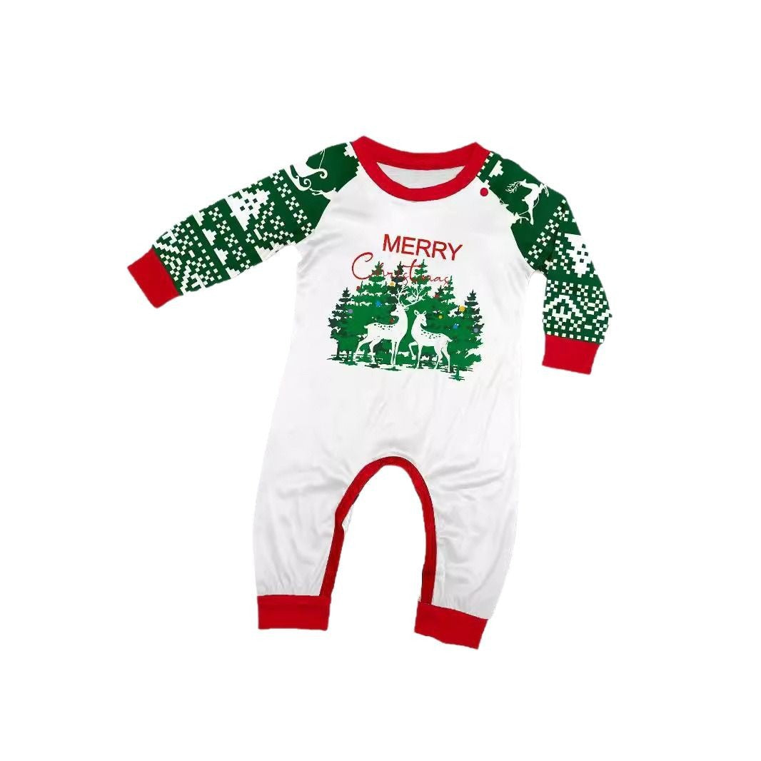 Christmas Deer Letter Stripe Christmas Family Matching Printed Loungewear Pajamas