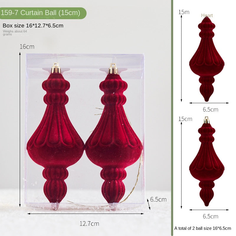 Christmas Decoration Flocked Ball Wine Red