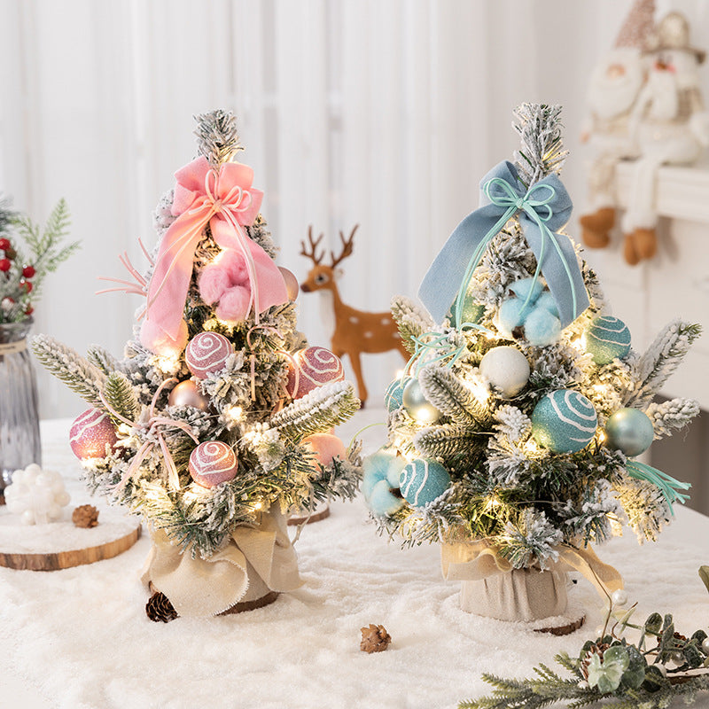 Mini Christmas Tree Decoration for Store Window Display, Artificial Pink Cedar