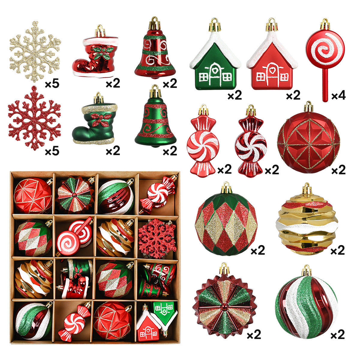Christmas decorations, plastic balls, holiday party decorations
