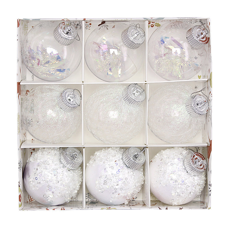 Christmas balls, silk balls, winding balls, painted balls, 8cm, 9pcs