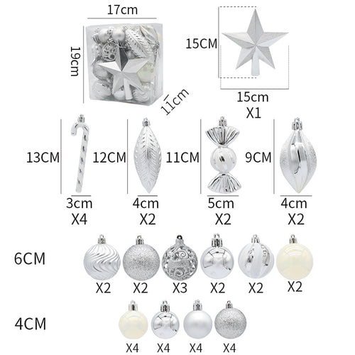 Christmas ball combination set Christmas tree decoration props combination 40pcs combination of multiple Christmas ball