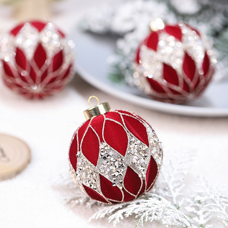 Christmas ball decoration 8cm/12 pieces colored brick plush