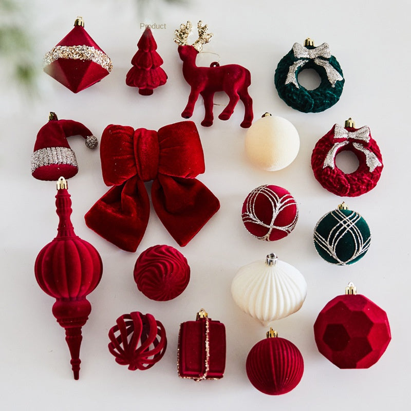 Christmas Decoration Flocked Ball Wine Red