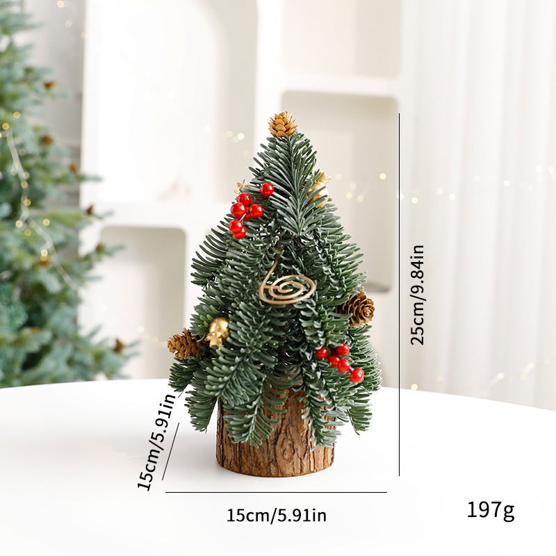 Christmas Tree Decoration Plastic Pot with Red Berries for Holiday Scene Display