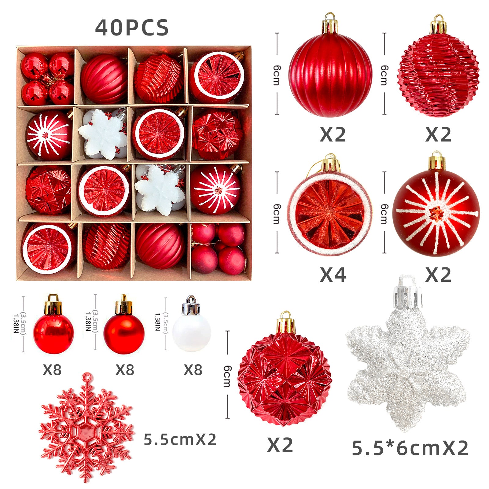Christmas decoration 6cm  ball special-shaped painted