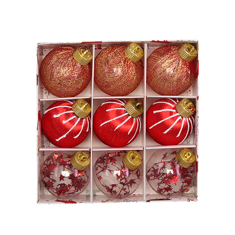 Christmas balls, silk balls, winding balls, painted balls, 8cm, 9pcs