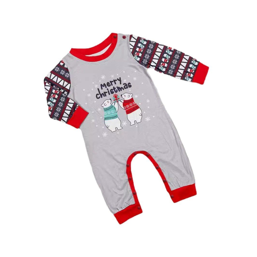Christmas Bear Snowflake Letter Christmas Family Matching Printed Loungewear Pajamas