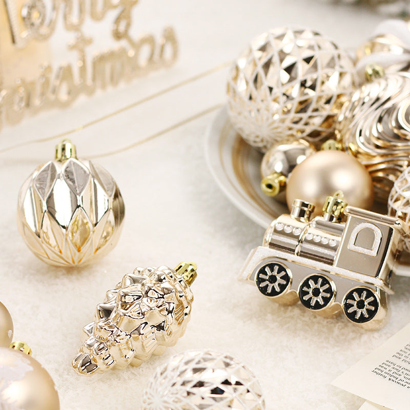 65pcs light champagne white painted Christmas ball