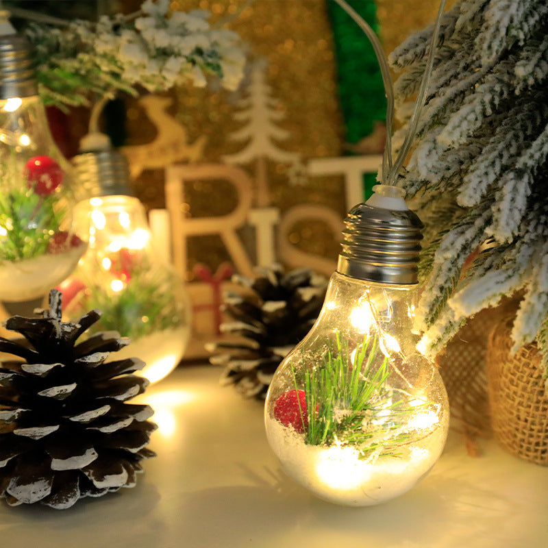 Christmas Ball Bubble Lamp Pine Needle Red Fruit Snowflake