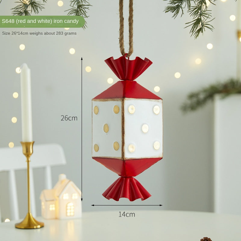 Christmas Creative Decoration Candy-Shaped Iron Hanging Ornament