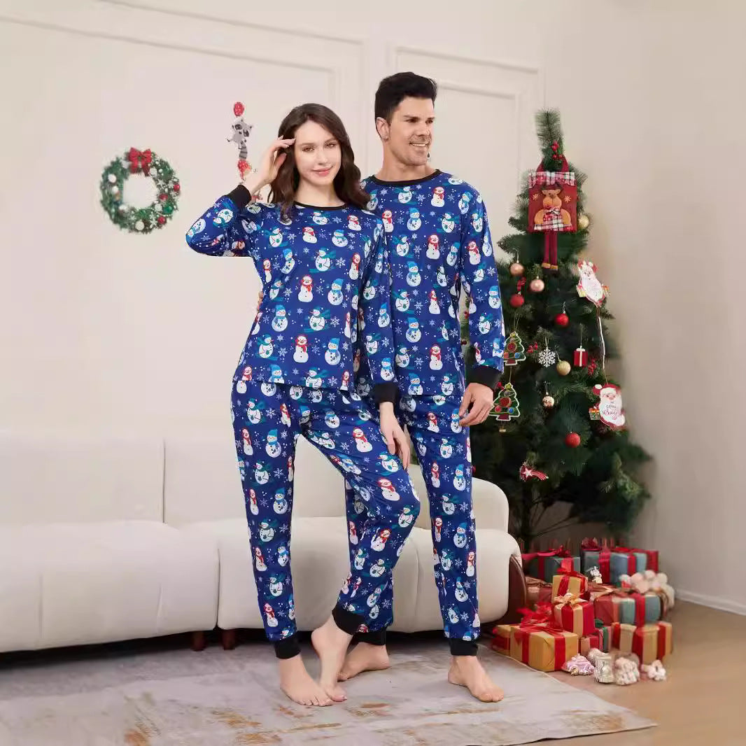Christmas Snowman Snowflake Hat Plaid Christmas Family Matching Printed Pajamas