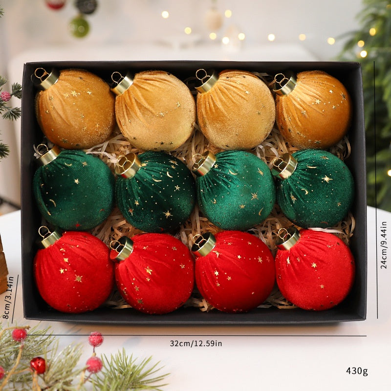 New Christmas Star-Embellished Velvet Christmas Ball \ Christmas Decoration Tree Ornament