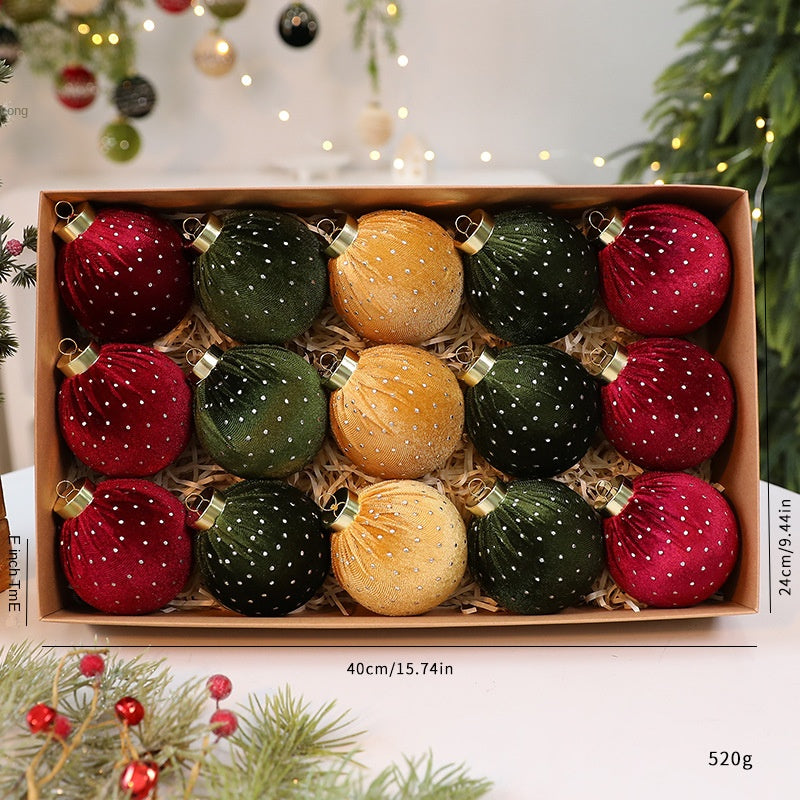 New Christmas Star-Embellished Velvet Christmas Ball \ Christmas Decoration Tree Ornament