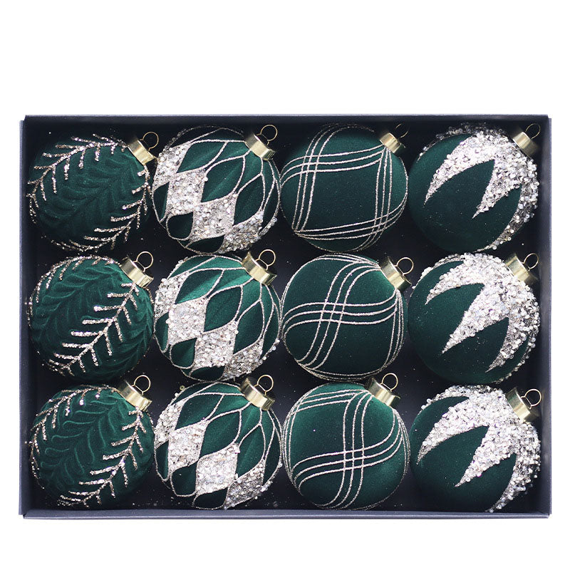 Christmas ball decoration 8cm/12 pieces colored brick plush