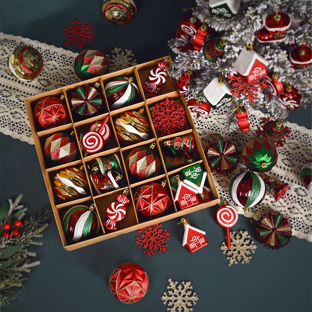 Christmas decorations, plastic balls, holiday party decorations
