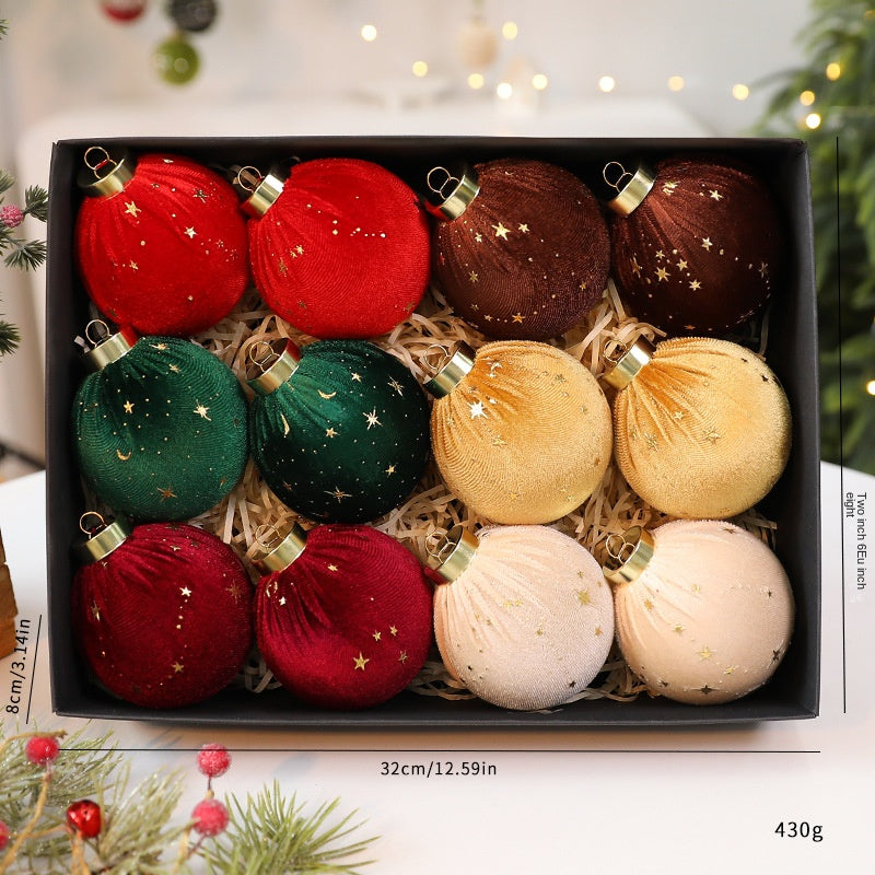 New Christmas Star-Embellished Velvet Christmas Ball \ Christmas Decoration Tree Ornament