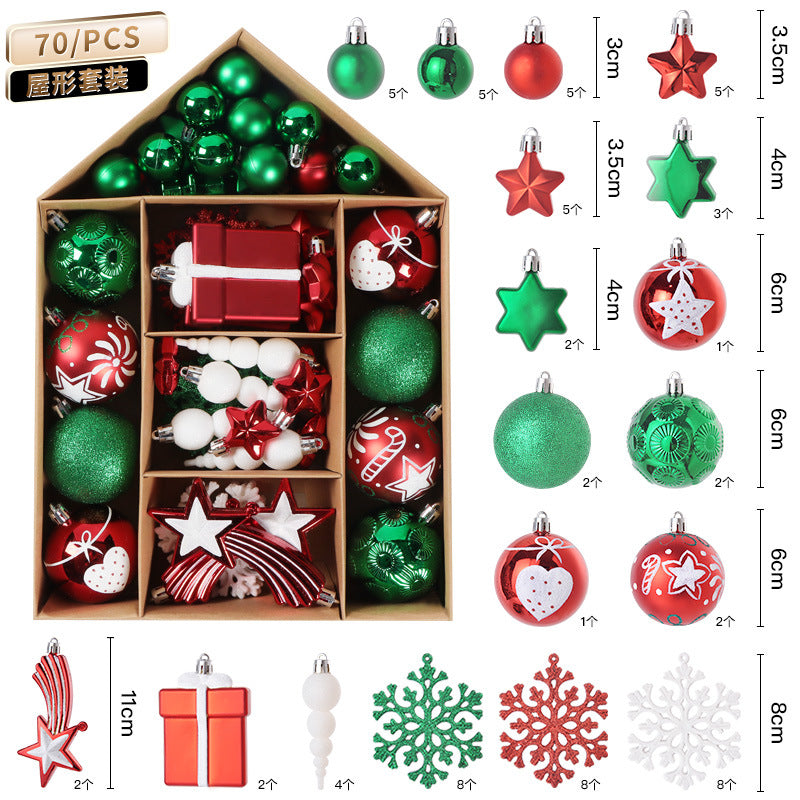 Christmas ball, House shaped set, kraft paper box