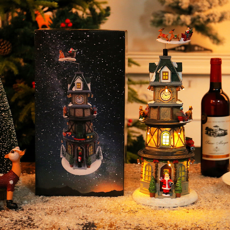 Christmas gift, Christmas luminous rotating music box