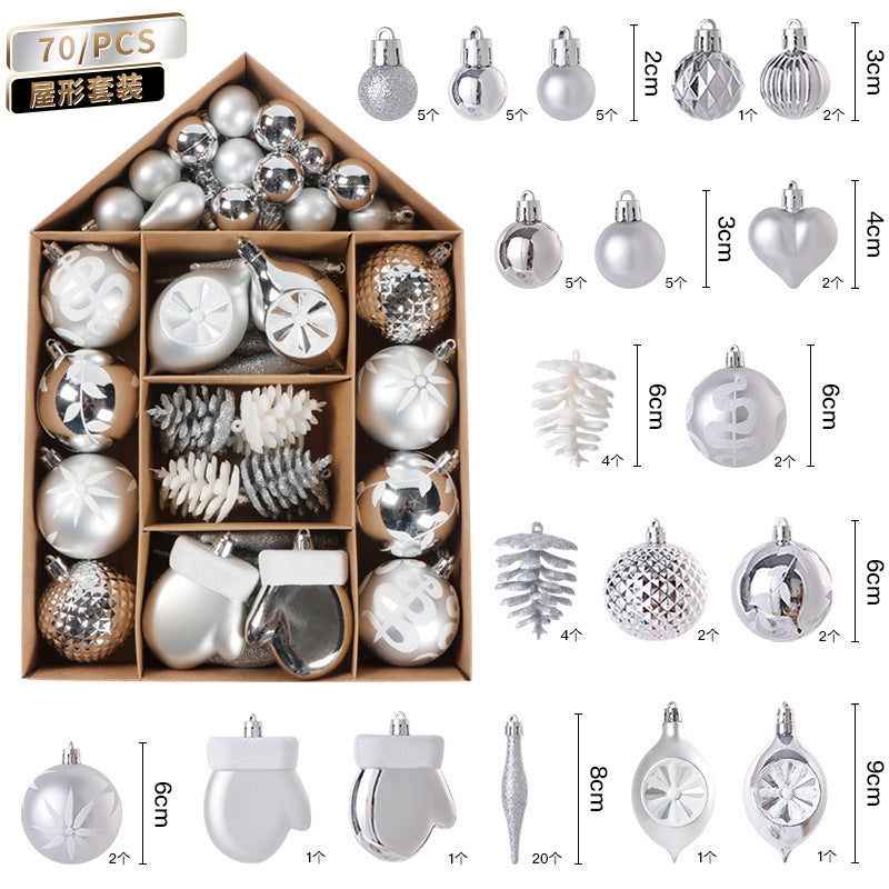 Christmas ball, House shaped set, kraft paper box