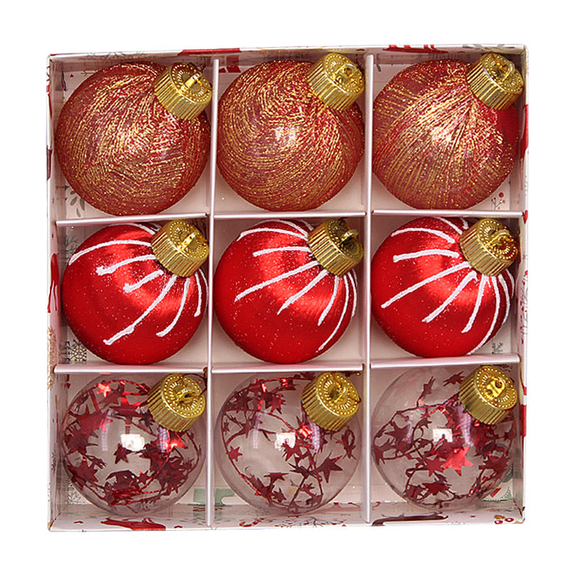 Christmas balls, silk balls, winding balls, painted balls, 8cm, 9pcs