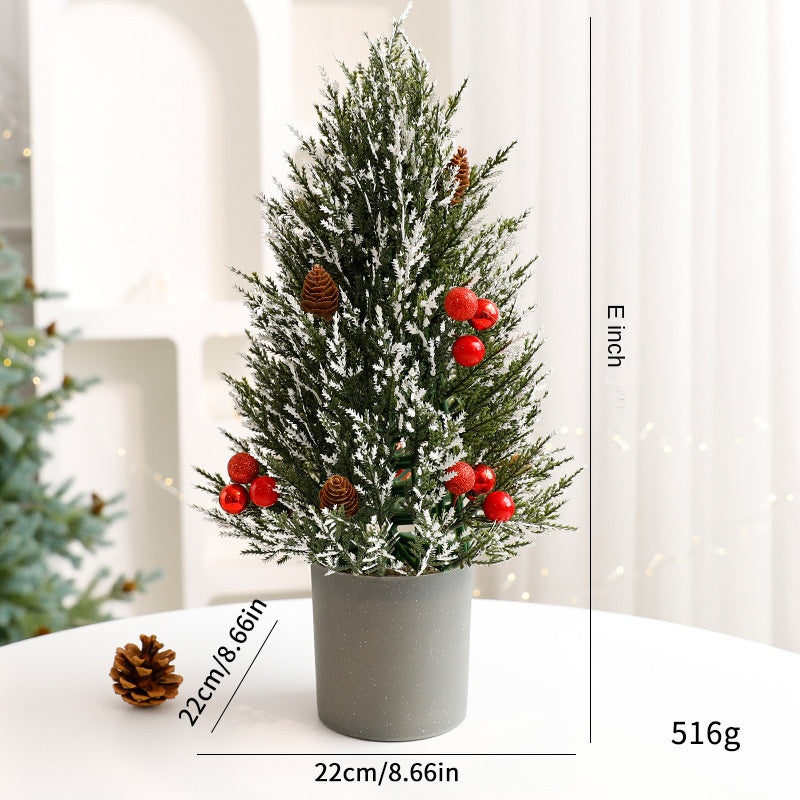 Christmas Tree Decoration Plastic Pot with Red Berries for Holiday Scene Display