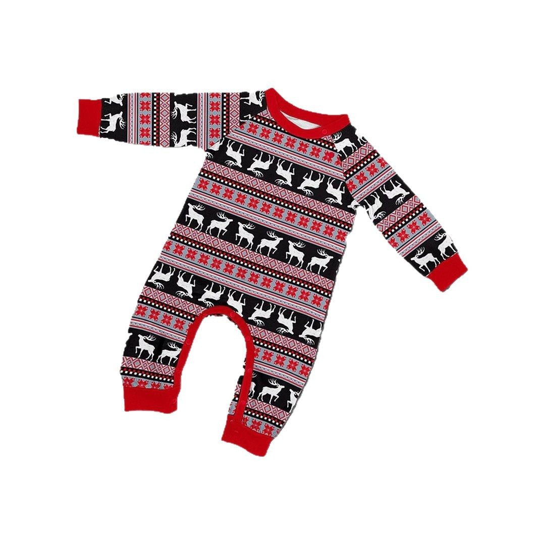 Christmas Deer Letter Stripe Christmas Family Matching Printed Loungewear Pajamas
