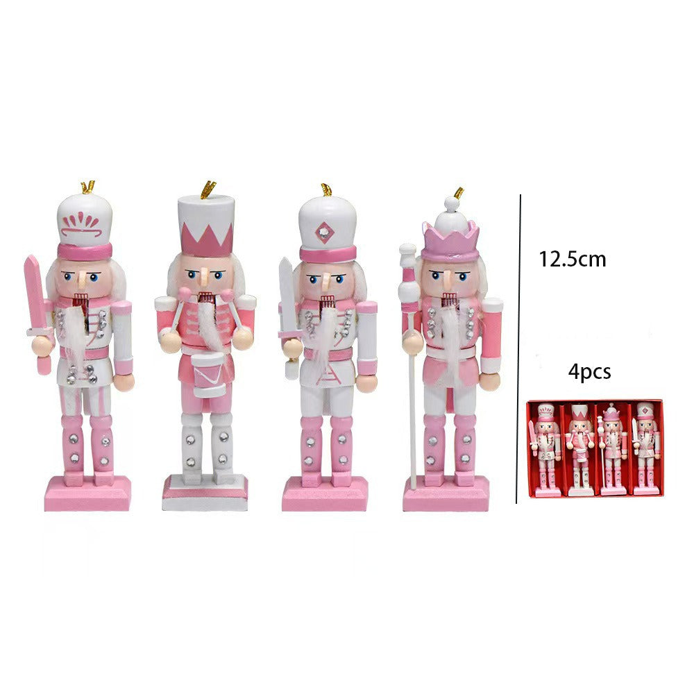 Christmas 13CM Nordic Soldier Pink and White Cute Nutcracker