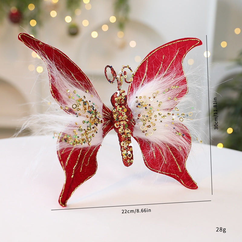 New Fabric Christmas Butterfly \ Christmas Scene Decoration Simulation Butterfly
