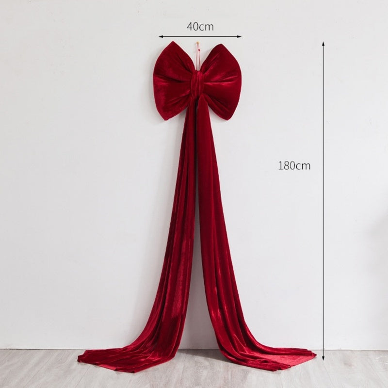 Large Wine Red Christmas Bow - Big Festive Tree Topper Decoration for Xmas