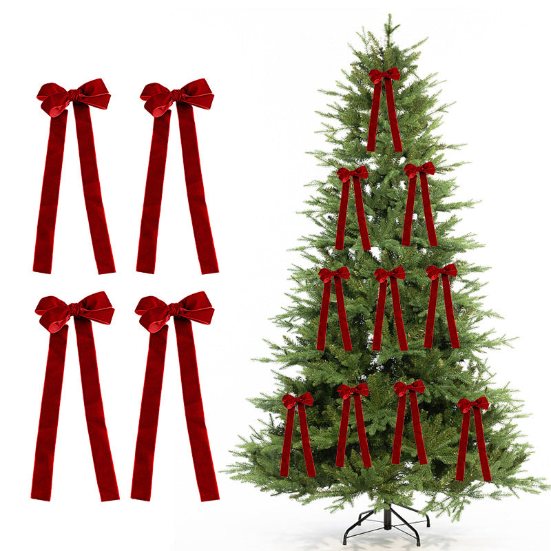 Christmas Double-Layer Burgundy Bow Ornament Handmade