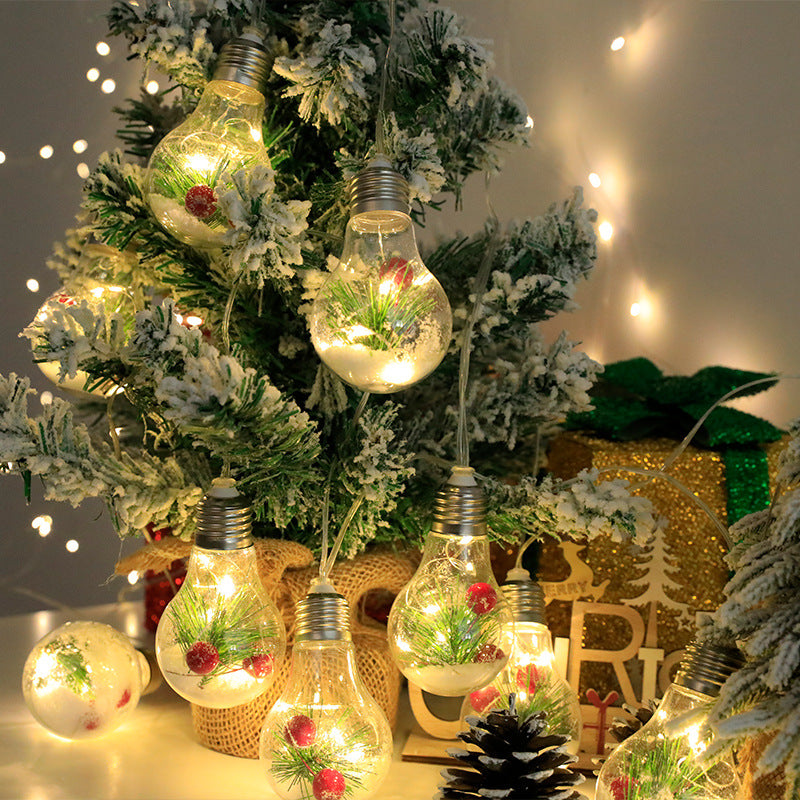 Christmas Ball Bubble Lamp Pine Needle Red Fruit Snowflake