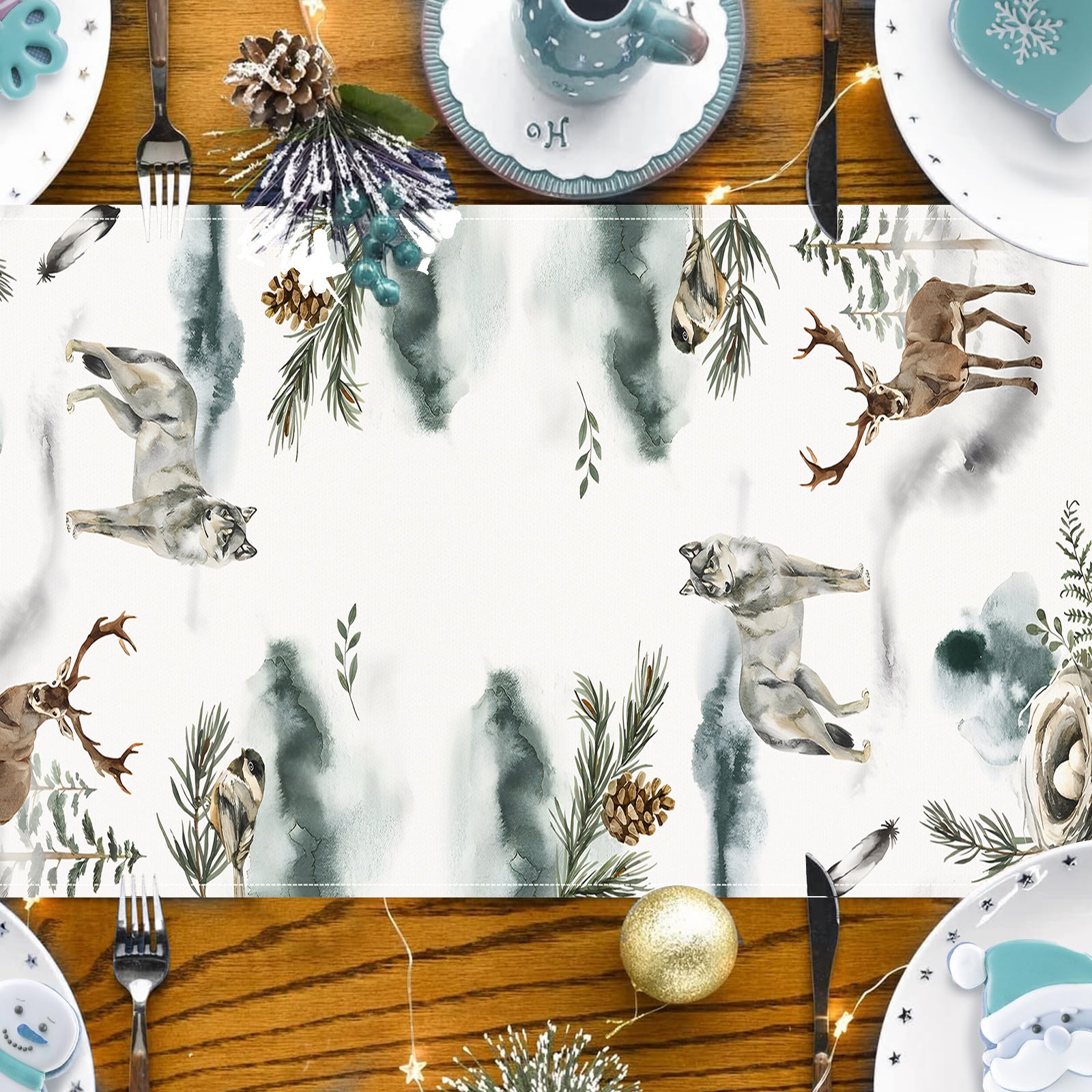 Christmas decoration tablecloth tea flag printed coffee table cloth