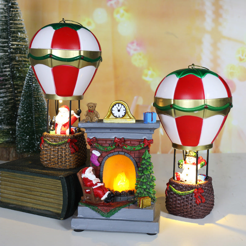 Christmas resin ornaments, Christmas glow, Santa Claus, snowman, fireplace