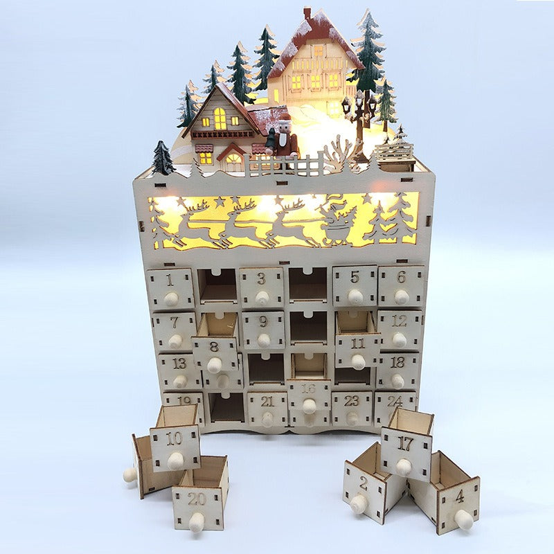 Creative Christmas Decoration LED Lights 24 Days \ Calendar Ornament Wooden