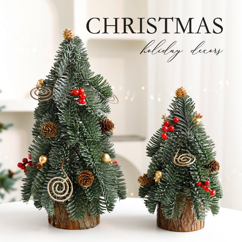 Christmas Tree Decoration Plastic Pot with Red Berries for Holiday Scene Display